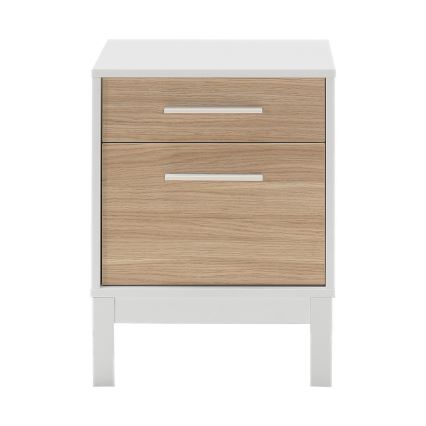 Table de chevet 60x45 cm blanc/marron