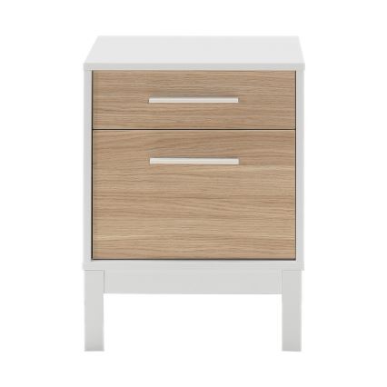 Table de chevet 60x45 cm blanc/marron