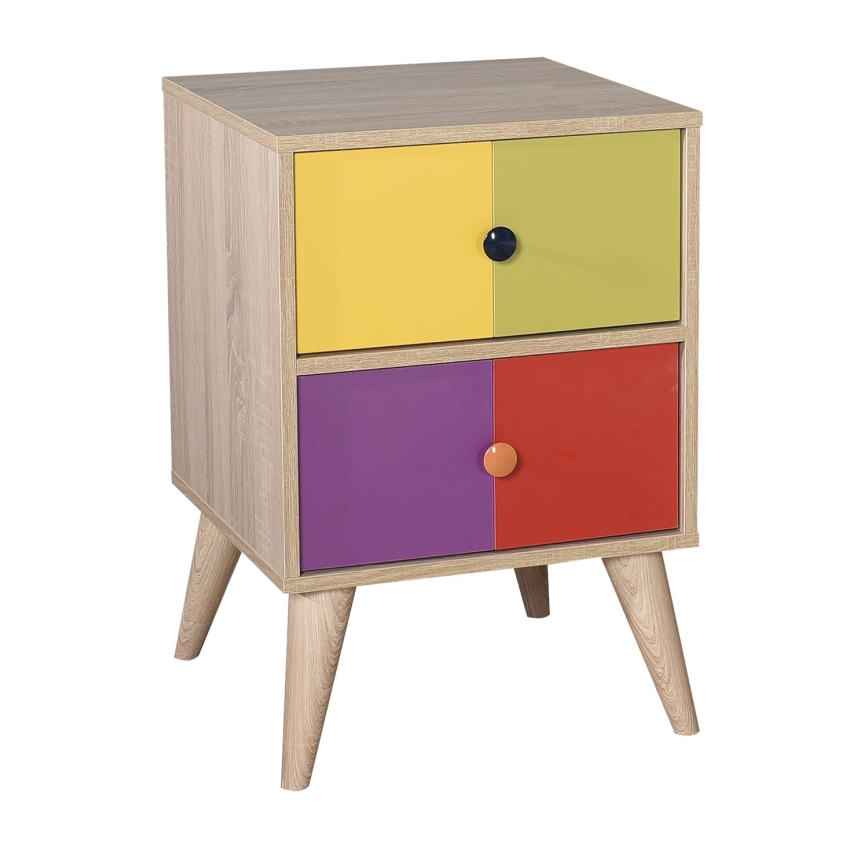 Table de chevet 66x44 cm marron/coloré