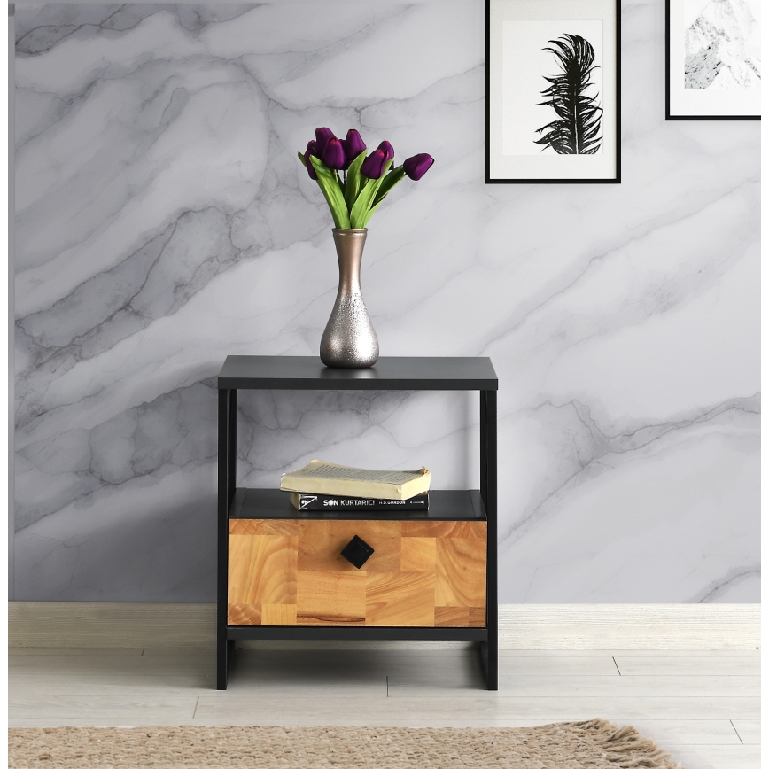 Table de chevet ALTUNIZADE 50x45 cm noir/marron