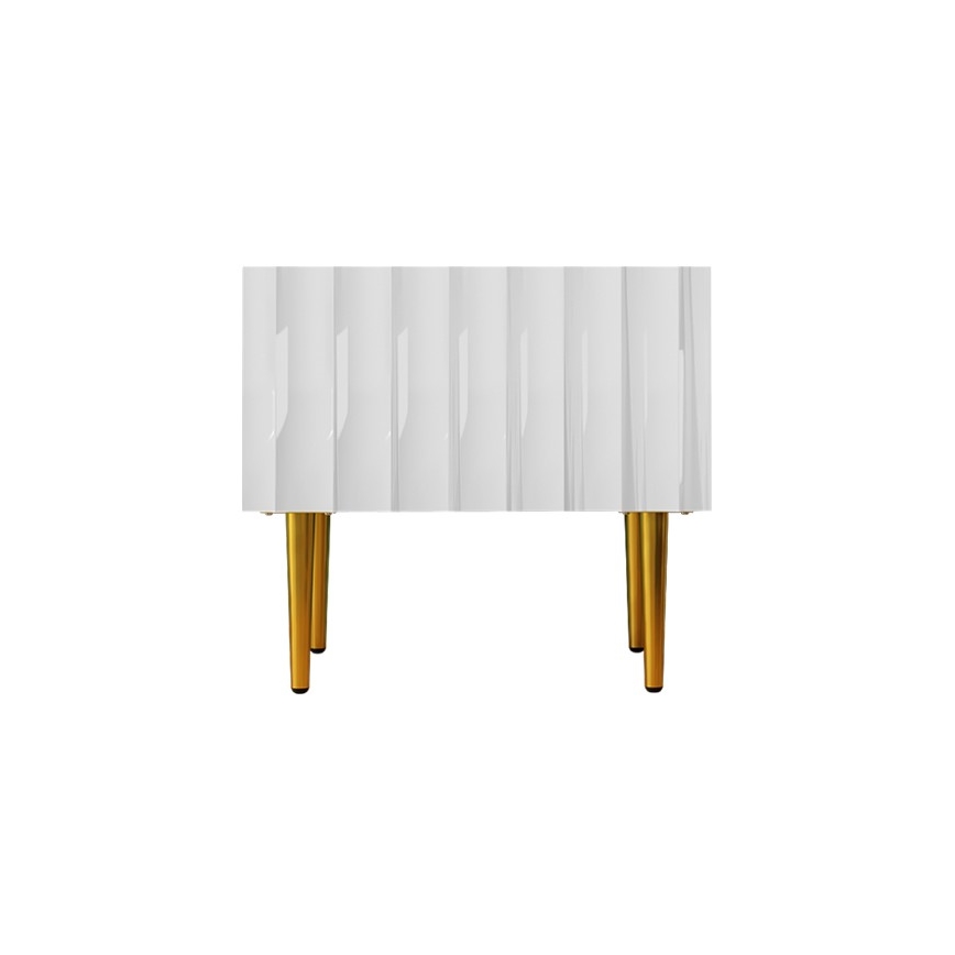 Table de chevet ARCOS 46x50 cm blanc/doré