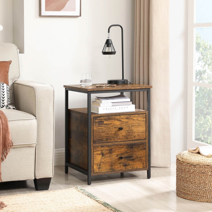 Table de chevet ARIN marron/noir