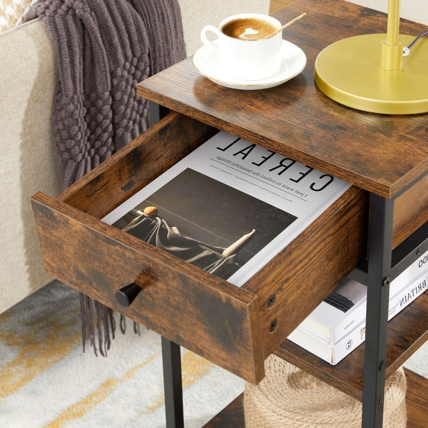 Table de chevet ARIN marron/noir