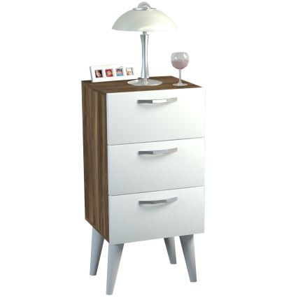 Table de chevet BELLINI 80x40 cm marron/blanche
