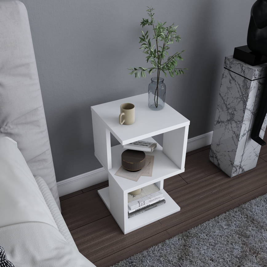 Table de chevet CARTER 49,4x29,6 cm blanc