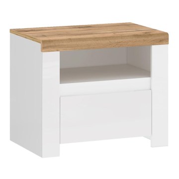 Table de chevet DAMINO 50,5x50 cm blanc/chêne wotan