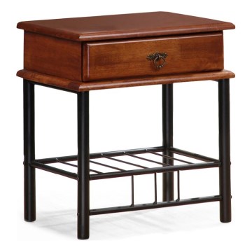 Table de chevet FIONA 55x48 cm marron/noir