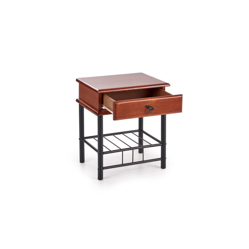 Table de chevet FIONA 55x48 cm marron/noir