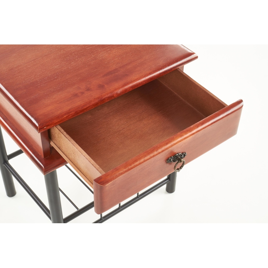 Table de chevet FIONA 55x48 cm marron/noir