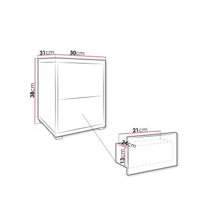 Table de chevet GESITA 38x30 cm chêne Cremona