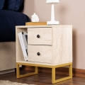 Table de chevet GLIMMER 50x45,2 cm beige/doré
