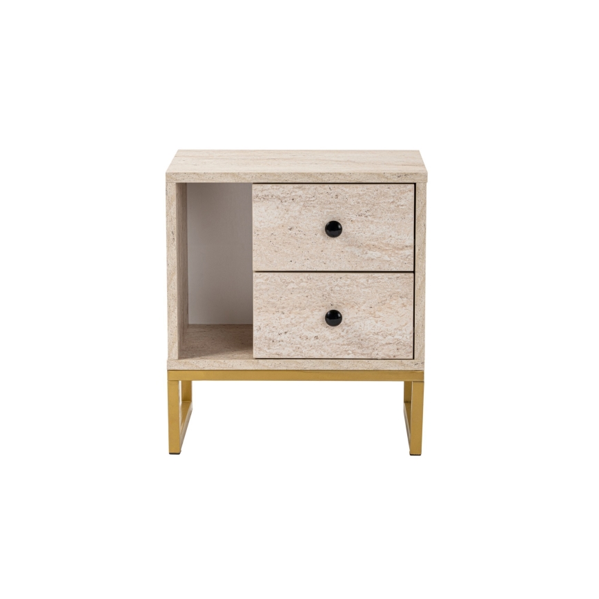 Table de chevet GLIMMER 50x45,2 cm beige/doré
