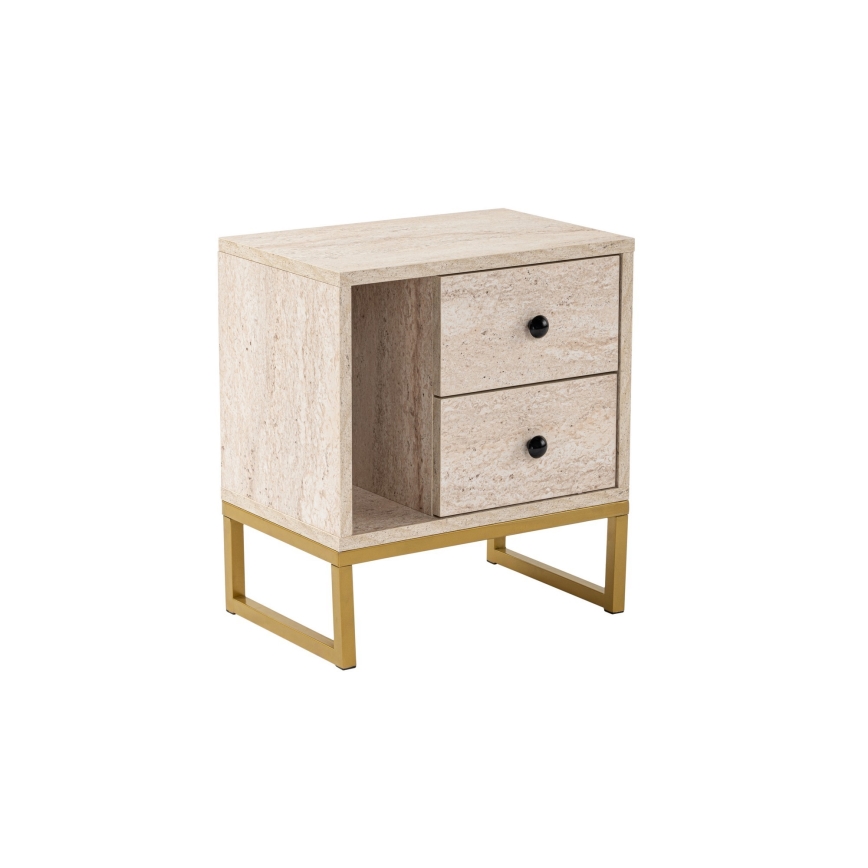 Table de chevet GLIMMER 50x45,2 cm beige/doré