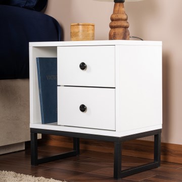 Table de chevet GLIMMER 50x45,2 cm blanc/noir