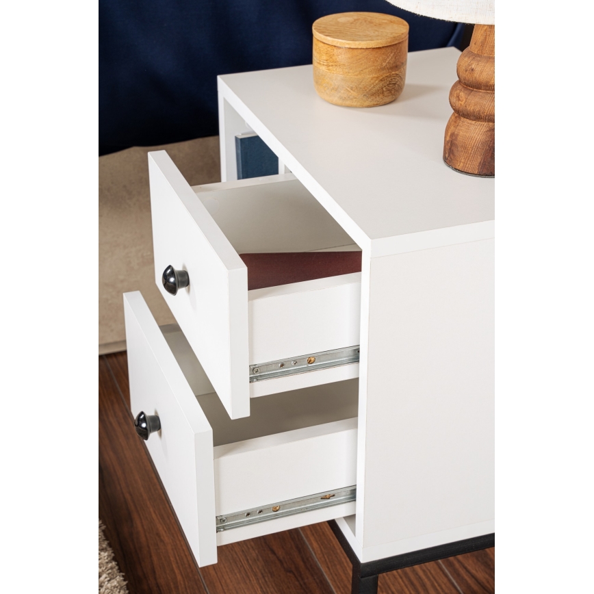Table de chevet GLIMMER 50x45,2 cm blanc/noir