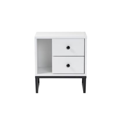 Table de chevet GLIMMER 50x45,2 cm blanc/noir