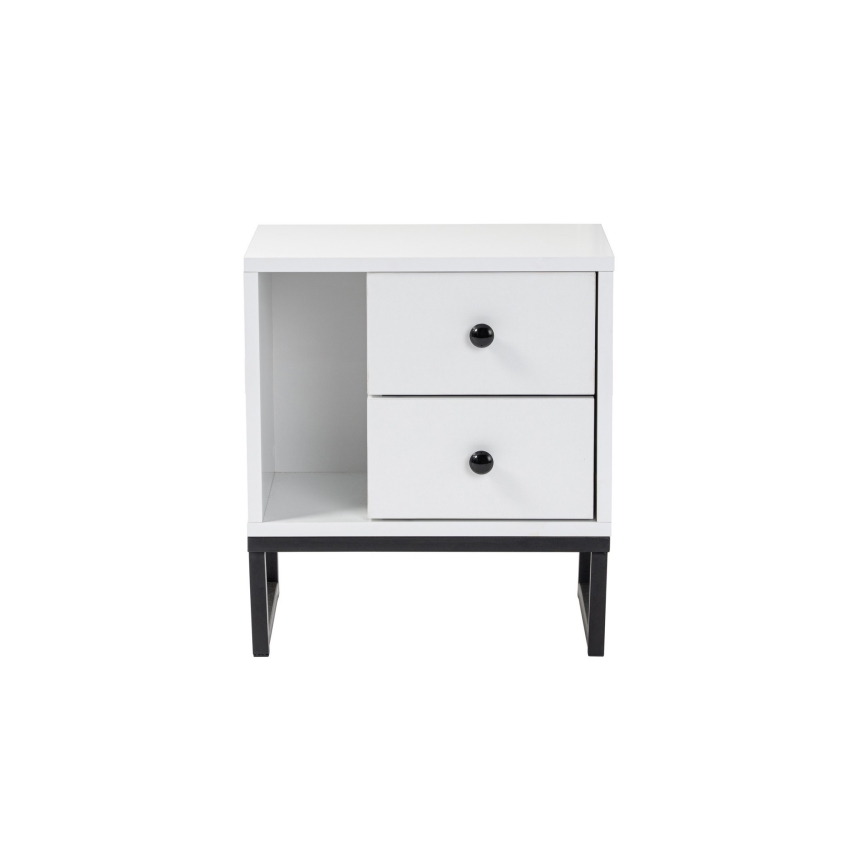 Table de chevet GLIMMER 50x45,2 cm blanc/noir