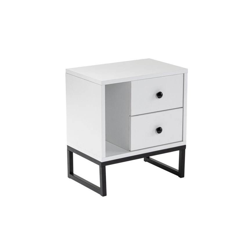 Table de chevet GLIMMER 50x45,2 cm blanc/noir