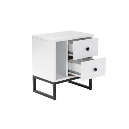 Table de chevet GLIMMER 50x45,2 cm blanc/noir