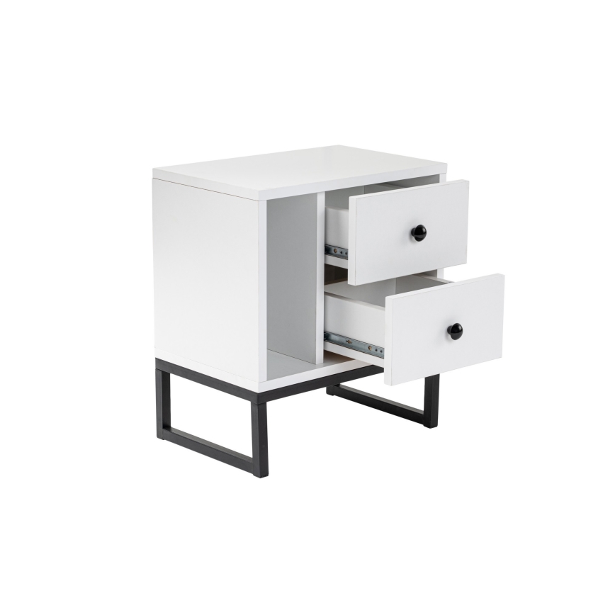 Table de chevet GLIMMER 50x45,2 cm blanc/noir