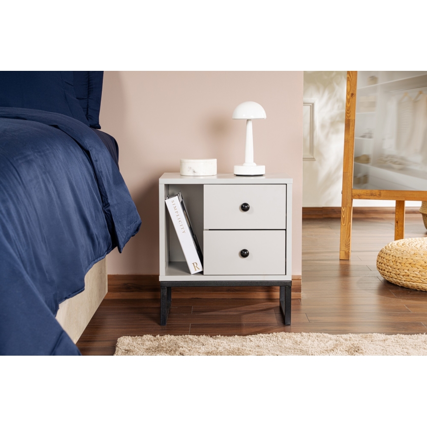 Table de chevet GLIMMER 50x45,2 cm gris/noir