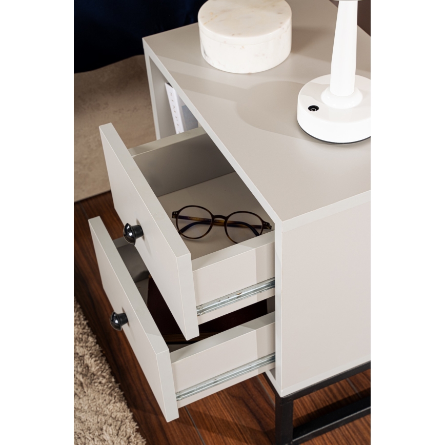 Table de chevet GLIMMER 50x45,2 cm gris/noir