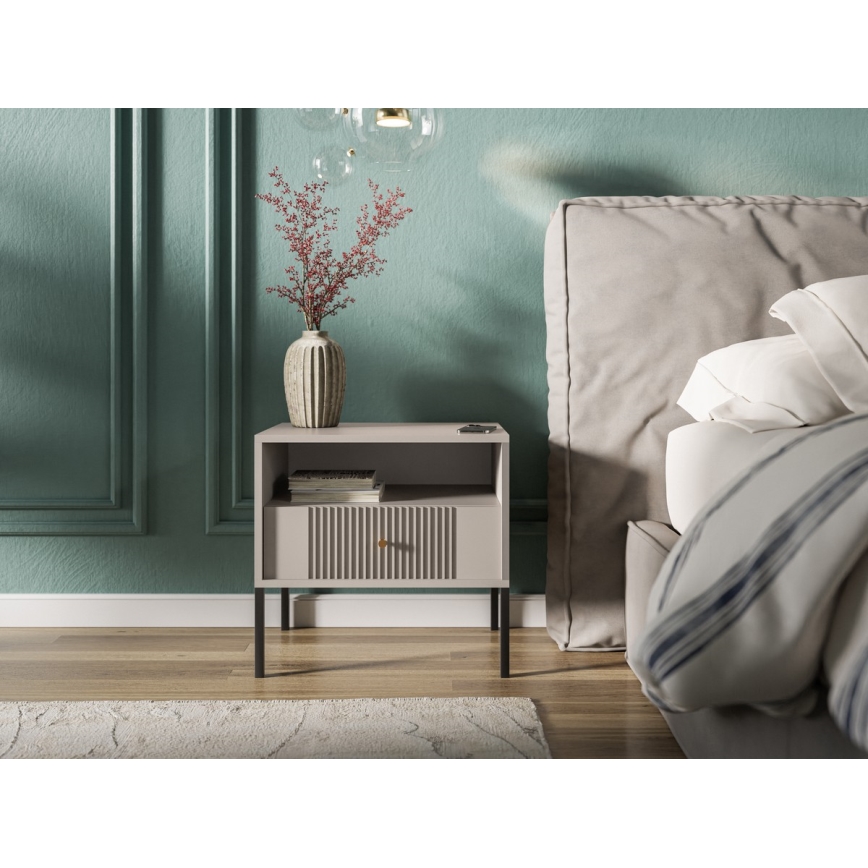 Table de chevet LUE beige/noir