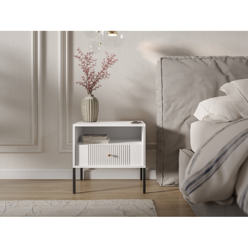 Table de chevet LUE blanche/noire