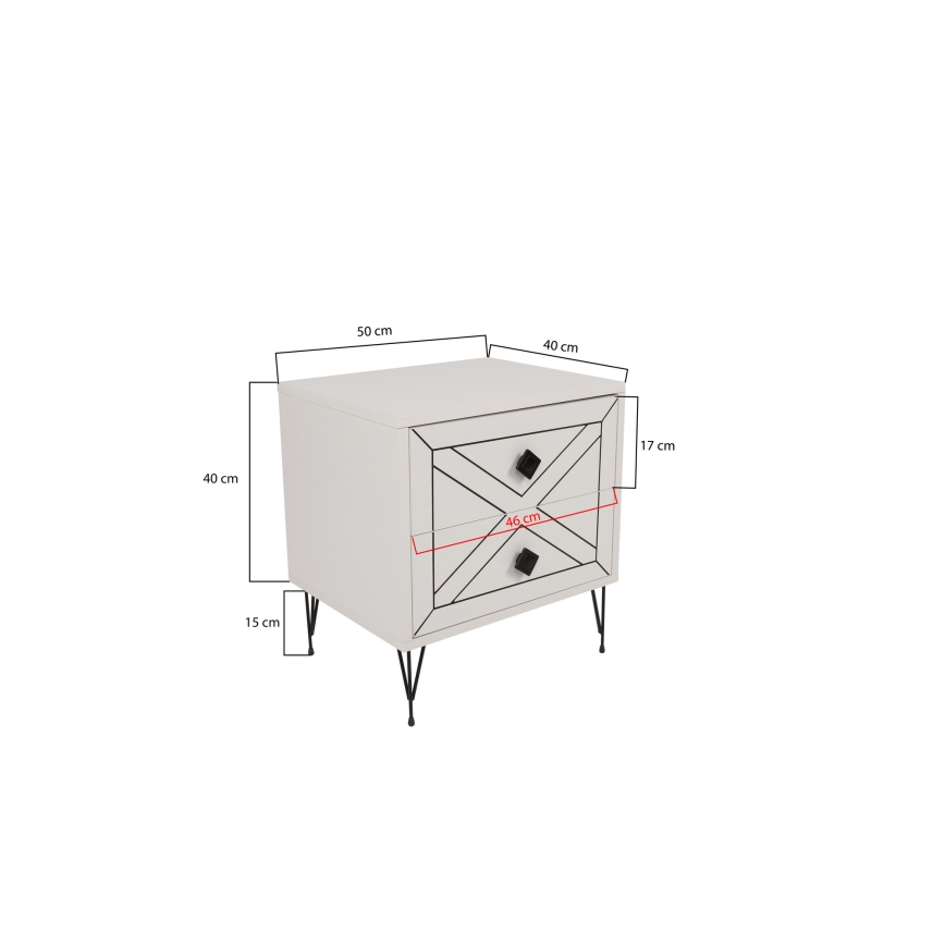 Table de chevet LUNA 50x55 cm blanc