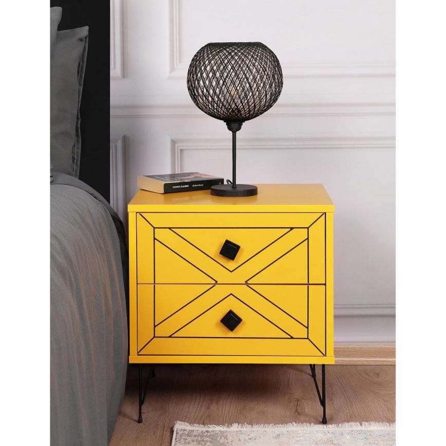 Table de chevet LUNA 55x50 cm jaune