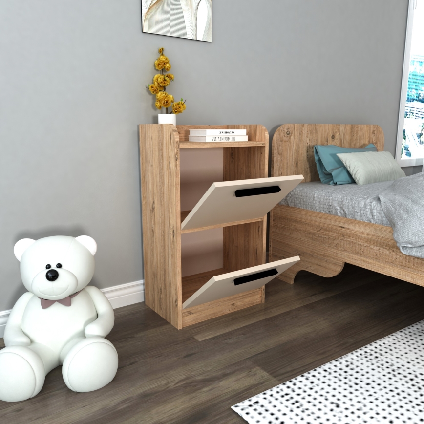 Table de chevet LUSES 79,4x45 cm pin atlantique/beige