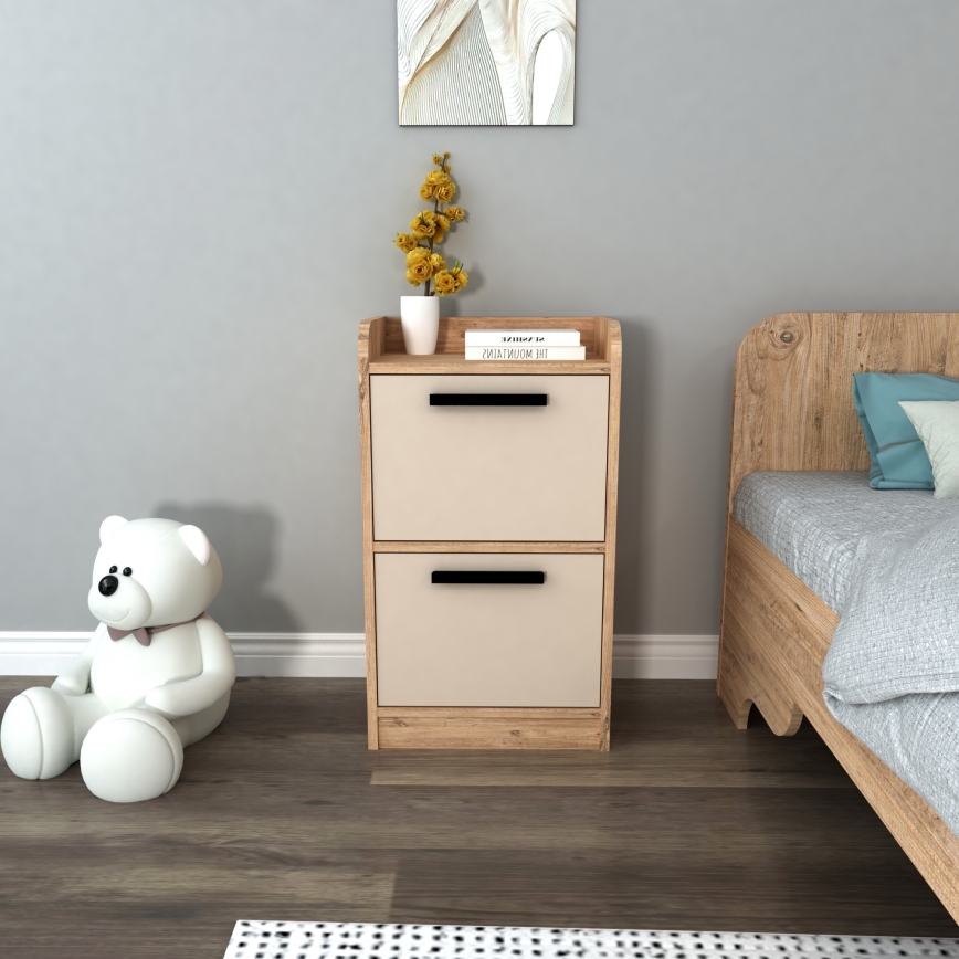 Table de chevet LUSES 79,4x45 cm pin atlantique/beige