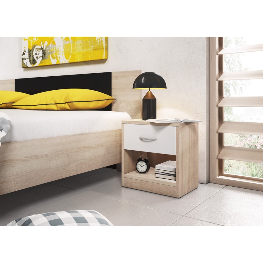 Table de chevet NED chêne Sonoma/blanc