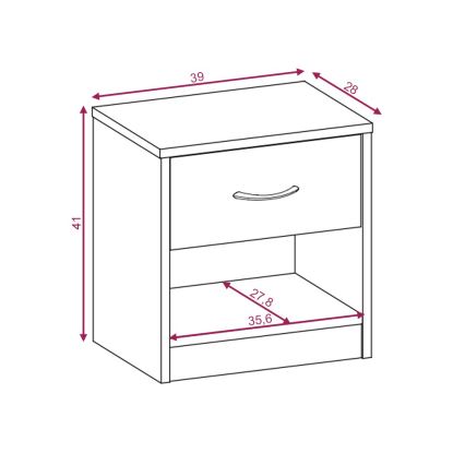 Table de chevet NED chêne Sonoma/blanc