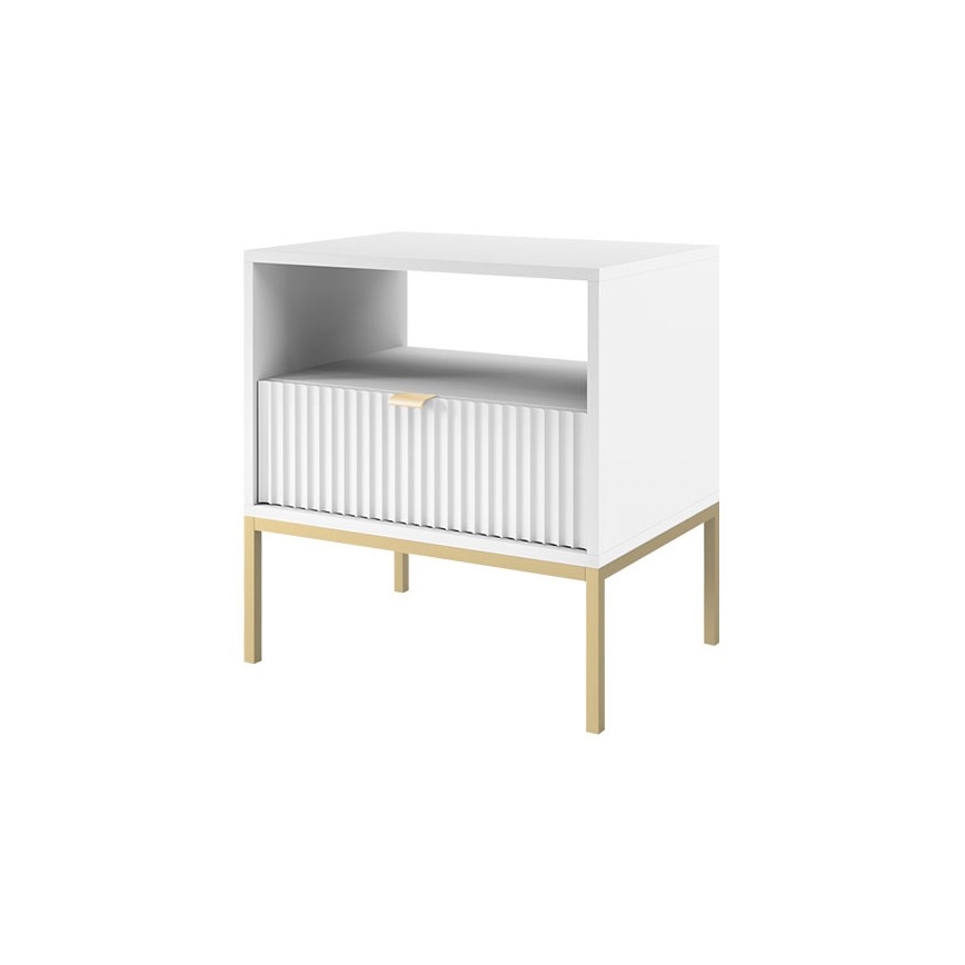 Table de chevet NOVA 56x54 cm blanc/doré