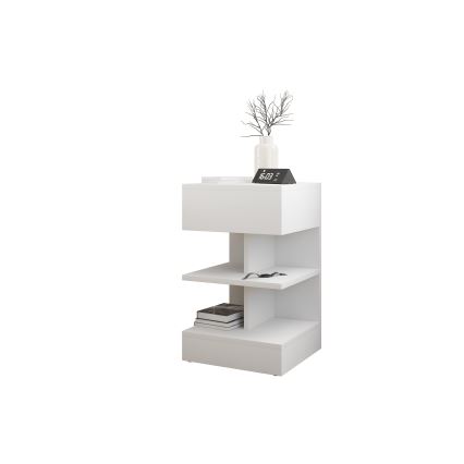 Table de chevet OBENITA 65x39 cm blanc