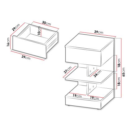 Table de chevet OBENITA 65x39 cm blanc