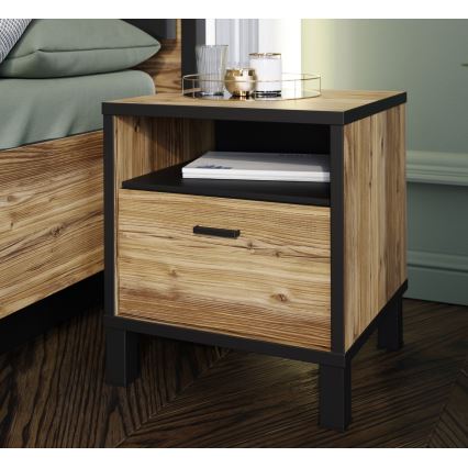 Table de chevet OREN marron/noir