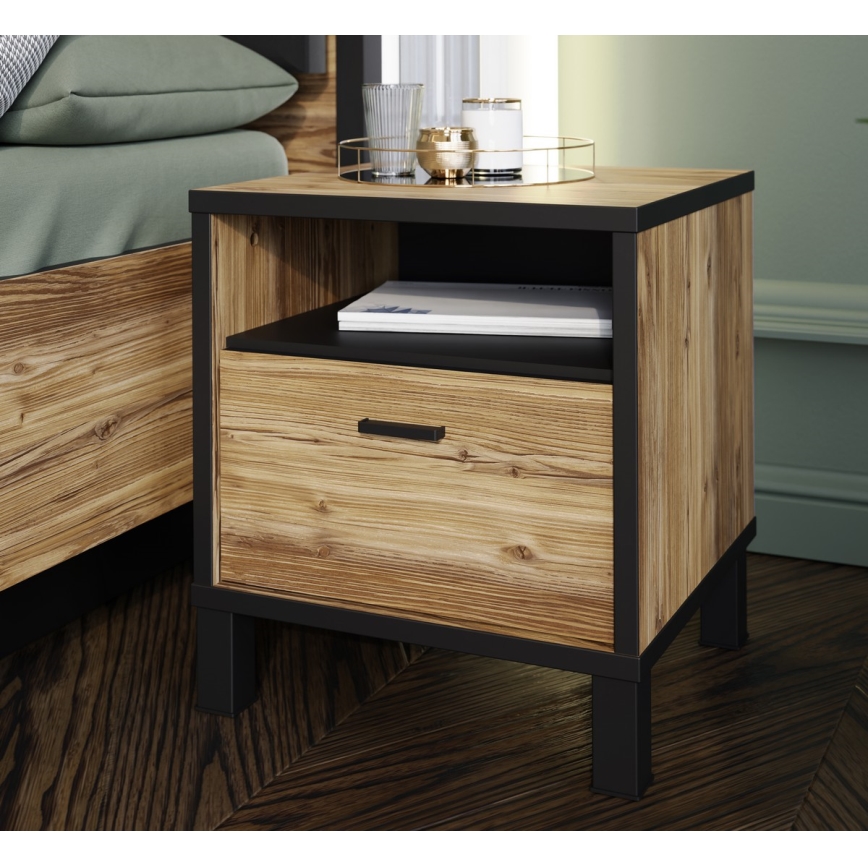 Table de chevet OREN marron/noir