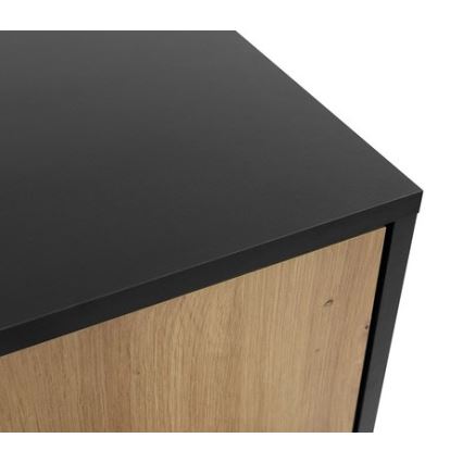Table de chevet OVESSI 52x47 cm noir/chêne artisan