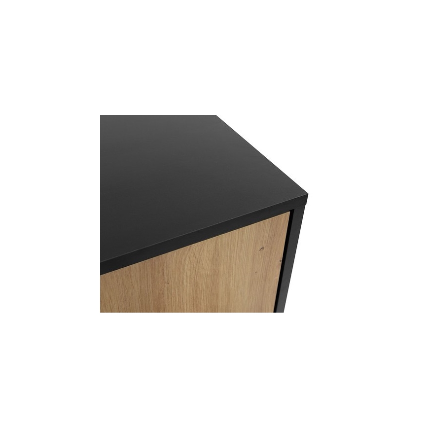 Table de chevet OVESSI 52x47 cm noir/chêne artisan