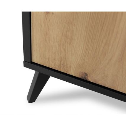 Table de chevet OVESSI 52x47 cm noir/chêne artisan