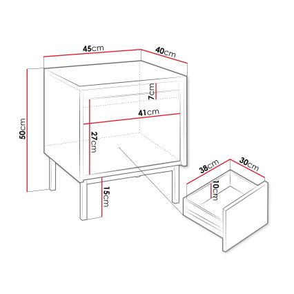 Table de chevet OZMI 50 x 45 cm noire
