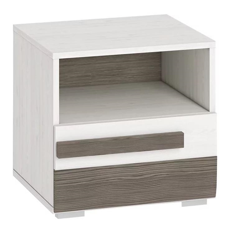 Table de chevet SARPA 45x46 cm blanc/marron