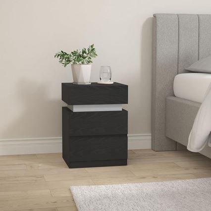 Table de chevet SMARTIE avec éclairage, noire