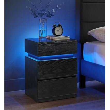 Table de chevet SMARTIE avec éclairage, noire