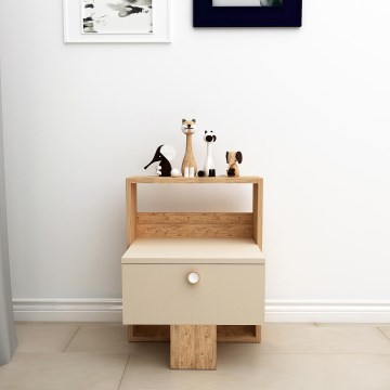 Table de chevet SNEKER 60x48,6 cm beige/pin atlantique