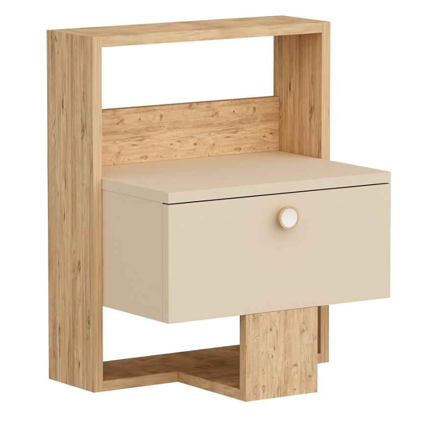 Table de chevet SNEKER 60x48,6 cm beige/pin atlantique