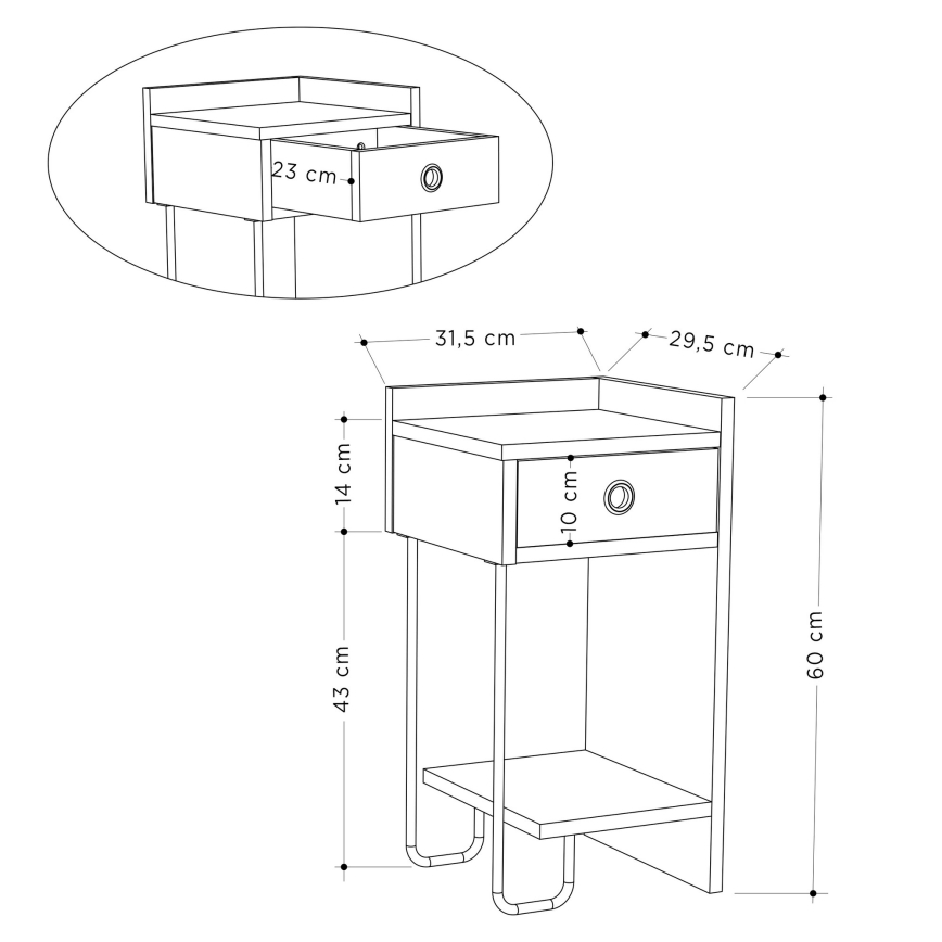 Table de chevet SONY en chêne