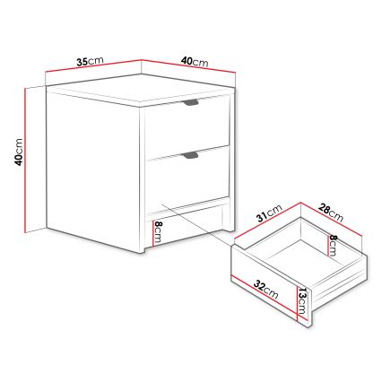 Table de chevet TIRENO 40 x 35 cm, beige
